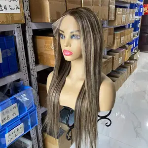 Rambut Palsu Coklat Ke Pirang 10a Tanpa Diproses Kutikula Selaras Rambut Virgin Keriting Rambut Manusia Renda Wig Depan