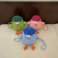 Porte-monnaie de voyage décontracté, mignon, mini, frais et doux, en tissu de coton au crochet fait main, avec fermeture ouverte, personnalisable en usine, au design original et unique