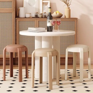 <span class=keywords><strong>Tabouret</strong></span> en plastique avec coussin en cuir souple épaissi, confort élevé, empilable, banc moderne pour la maison, chaise de salle à manger commerciale - Product Image 4
