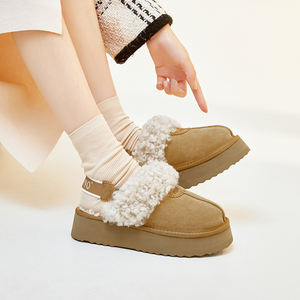 European Women's One-Piece Snow Boots Plushy <strong>Shoes</strong> slippers Wholesale Womens Fur SlipWomen's Low Slipperspers - Product Image 1