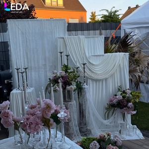 LEDA Décoration d'événements extérieurs – Rideau de fond carré blanc en soie laitière de haute qualité, ensemble trois pièces pour mariage - Product Image 4