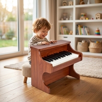 Portable Wooden Children's Electronic Keyboard Musical Instrument 25-Key Baby Piano Toy Education Toy Ages 7-12