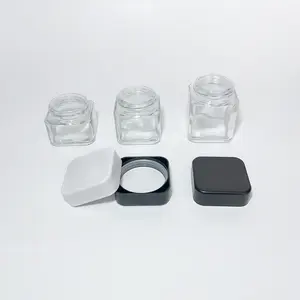 حاويات تخزين زجاجية مربعة الشكل مخصصة لحفظ الطعام مزودة بغطاء مقاوم للطفل زجاجات بغطاء بلاستيكي مقاوم للرائحة CR