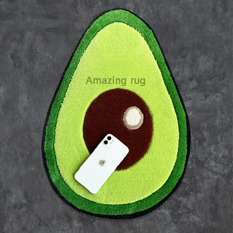 Custom green avocado acrylic handmade rug cotton backing 3d design rug and carpet