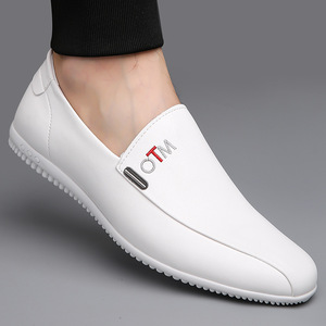 Mocassins en cuir blanc MTO pour hommes, chaussures décontractées et professionnelles à enfiler, souples, confortables et respirantes pour les jeunes - Product Image 4
