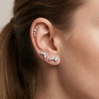 HGC ASTM-F136 Titane, Bijou de piercing labret à dos plat avec grappe de zircone cubique (CZ) en forme de cœur, éclair et arc, pour tragus et hélix
