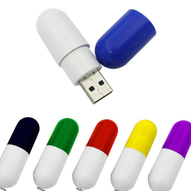 Pill Capsule Shape USB 2.0/3.0 Flash Drive Pendrive, 1G-128GB Capacity Memory Stick, Factory Custom Logo Promotional Gift