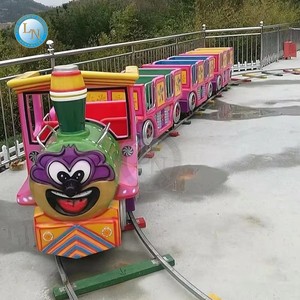 Train électrique miniature pour enfants, manèges sur rail pour aire de jeux extérieure, équipement de parc d'attractions, acier et <span class=keywords><strong>PVC</strong></span>, capacité 100-500 kg - Product Image 2