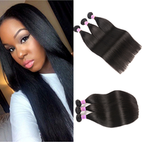 Rambut Manusia Peru Silky Straight Virgin Grosir, Bundel 8-28 Inch, Warna Hitam Alami, Untuk Salon Rambut