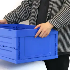 미니 적재 창고 AGV 로봇 사용 플라스틱 접이식 보관 용기 상자 토트 상자