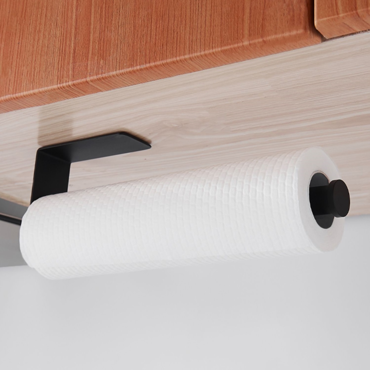 Self Adhesive Black hanger household storage kitchen roll paper cling film roll 304 Stainless Steel Toilet Paper Towel Holder