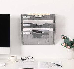 Khay Đựng Tài Liệu 3 Tầng Màu Đen Gắn Tường Bằng Kim Loại Dây Cho Nhà Cung Cấp Văn Phòng, Giá Đựng Tài Liệu Lưới Treo Sắp Xếp Để Bàn Lưới Kim Loại - Product Image 6