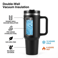 Nouveau gobelet isotherme réutilisable en acier inoxydable H2.0 Flowstate de 40 oz avec poignée et paille, anti-fuite, sans BPA, pour boissons chaudes