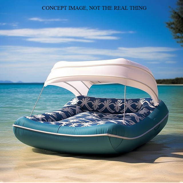 New Design Custom Outdoor Double Floating Shaded Lounger Inflatable Lounger for Swimming Pool Floating Sunbed