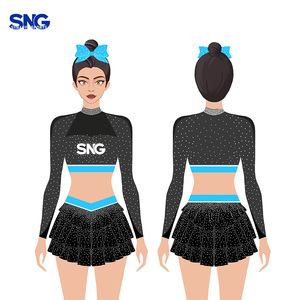 SNG Rhinestone cổ vũ đồng phục thiết lập trẻ em cô gái thanh niên xếp li Váy Crop Top khiêu vũ đội cạnh tranh trang phục OEM - Product Image 2