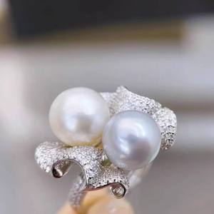 Support à bijoux en argent magnifique 10693DIY avec perles rondes de 10 à 13 mm, support vide pour anneaux en argent S925, accessoire pour anneaux de perles - Product Image 3