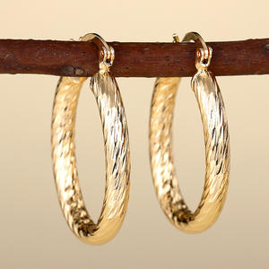 Lienne Boucles d'oreilles Golden Hoop en alliage de zinc, style classique, bijoux de mode unisexe E4430 - Product Image 4