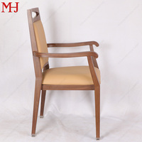 Fauteuil en aluminium imitation bois, rembourré en PU, pour maison de retraite, chaise de salle à manger, chaise pour personnes âgées, chaise de restaurant