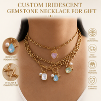 Collier chaîne à fermoir OT SongYi avec pendentifs cœur, goutte d'eau, cristal, perle et étoile, bijoux superposés pour femmes, vente en gros