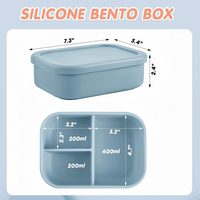 Boîte à bento en silicone réutilisable, boîte à lunch en silicone pour adultes, compatible micro-ondes, lave-vaisselle et congélateur