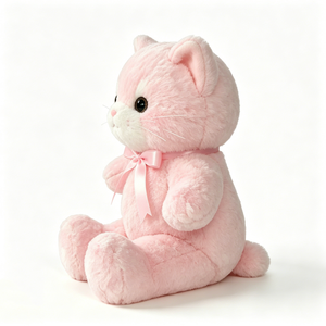 Customized Cute Pink <b>Cat</b> <b>Plush</b> Toy - Soft Fluffy Kitten Stuffed Animal with Pink Satin Bow, <b>Cat</b> Plushie for Girls, Nurse - Product Image 4