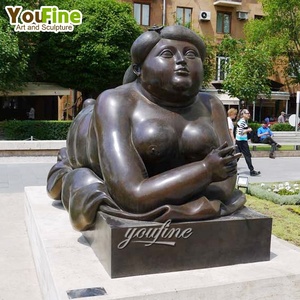 Sculpture de femme corpulente en bronze grandeur nature YouFine, style Botero, <span class=keywords><strong>statue</strong></span> en métal pour jardin extérieur, décoration d'art moderne - Product Image 5