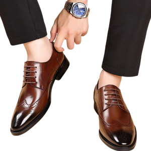 Zapatos de Vestir Formales de Cuero con Punta para Hombre, Estilo Británico Zapatos Oxford Extra Grandes Hechos a Mano para Hombre, Zapatos de Vestir - Product Image 4