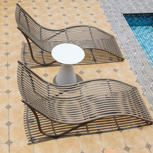 Tumbona de exterior para terraza, piscina, <span class=keywords><strong>hotel</strong></span>, jardín, <span class=keywords><strong>siesta</strong></span>, playa, villa, ocio al aire libre, cama de metal para patio - Product Image 4