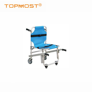 Camilla de transferencia de pacientes de alta gama, plegable, de aleación de aluminio, con 4 ruedas, color azul cielo, para subir escaleras, cama de enfermería manual - Product Image 1