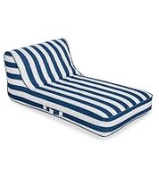 Chaise longue gonflable XL en PVC avec dossier, motif rayé bleu et blanc, pour piscine et plage, pour adultes