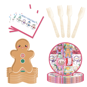 DAMAI New Gingerbread Man Paper Plate Themed Disposable Paper Plates and Cups for Christmas Party Supply - Product Image 5