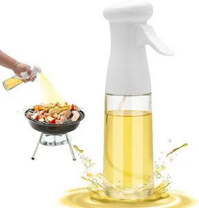 Botella de pulverizador de aceite de acero inoxidable de 200ml para hornear en la cocina de vidrio personalizado para cocinar pulverizador de aceite de oliva Mister