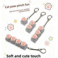 Porte-clés anti-stress patte de chat, en silicone avec base transparente lumineuse, jouet de décompression à presser