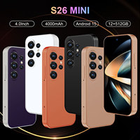 Smartphone S26 Mini 5G à succès – Écran 4,0 pouces, 12+512 Go, Batterie 4000 mAh, Android 15, Caméra HD 64 MP, Téléphone portable mini portable