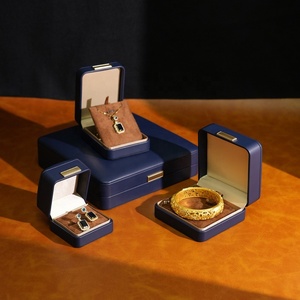 Boîtes d'emballage en cuir PU pour bijoux fins vintage, boîte à bijoux rectangulaire esthétique, boîte à bijoux personnalisée en PU pour collier - Product Image 3