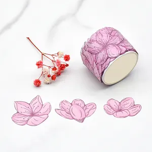 Hochwertiges individuell bedrucktes CMYK-Set solide Farben Blumenaufkleber dekoratives Washi-Band japanische selbstklebende Tarnband für Kunst