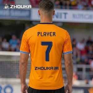 Camiseta de Fútbol Personalizada OEM con Sublimación Completa, Uniforme Deportivo Transpirable para Equipo, Camisetas de Fútbol Vintage Naranjas al por Mayor - Product Image 2