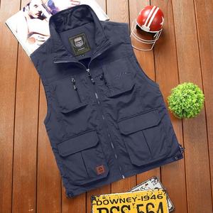 Personnalisé été hommes coupe-vent respirant 100% Nylon Cargo fermeture éclair multi-poches vêtements d'extérieur gilet - Product Image 4