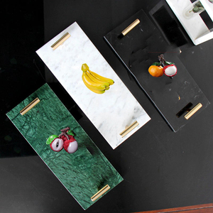 Plateau de vanité rectangulaire en marbre de luxe XPIC avec <span class=keywords><strong>poignée</strong></span> en métal au design <span class=keywords><strong>Art</strong></span> Déco pour plateau alimentaire, taille personnalisée acceptée - Product Image 3