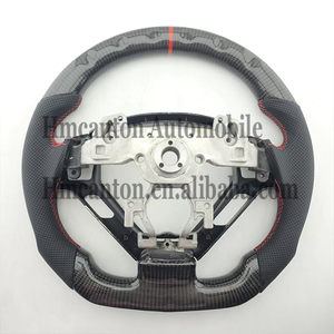 Practical Hot Sale Perforated Leather Carbon Fibre Red Top Stripe <b>Steering</b> <b>Wheel</b> Fit <b>for</b> Infiniti G27 G37 Car <b>Steering</b> <b>Wheel</b> - Product Image 5