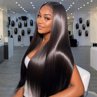 Perruques Lace Front HD en Cheveux Humains Lisses Naturels, Sans Colle, Entièrement en Dentelle HD, Cheveux Brésiliens Naturels pour Femmes Noires