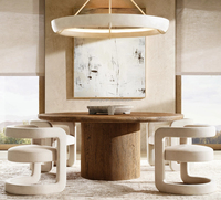 Ensemble de salle à manger moderne de style fermier américain Table ronde de luxe en bois massif 6 chaises pour restaurants inspirée du design français