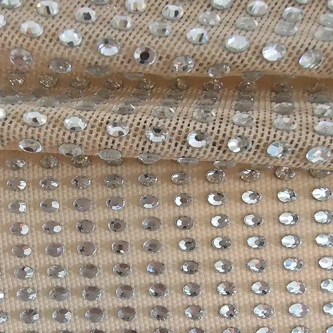 SS10 grosir Rhinestones Mesh kain trim dengan rhinestones kristal jahit pemangkasan kristal Strass untuk diy gaun garmen