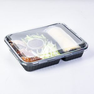 boîte à déjeuner bento à emporter, compartiment à 2 ou 3 parties, conteneurs à base <span class=keywords><strong>noire</strong></span> avec couvercles - Product Image 5