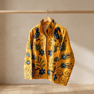 Chaqueta de Invierno para Mujer, de Terciopelo Suzani, Reversible, con Diseño Floral de Inspiración Étnica, Bordado Hecho a Mano, Forro Grueso de Algodón Vintage - Product Image 3