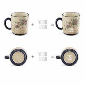 Tazza da Caffè in Ceramica Vintage MSH con Stampa Floreale e Farfalle, Manico Scuro per Cucina Rustica e Caffetteria - Product Image 3
