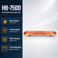 Barre lumineuse d'avertissement LED ambre HB-750D 12-24V IP65 en PC, 13 modes de clignotement, fixation magnétique pour secours routier, vente en gros OEM