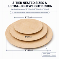 Assiette ronde en bambou jetable avec logo personnalisé, 7 pouces (18 cm), vaisselle en bambou naturel pour mariage, fête, restauration, vente en gros