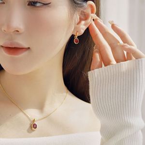 Dylam Best Valentine Days Gift Women <b>Fine</b> Jewelry Hypoallergenic S925 Silver 18K Gold Oval Red 5A Zirconia <b>Stud</b> <b>Earrings</b> - Product Image 6