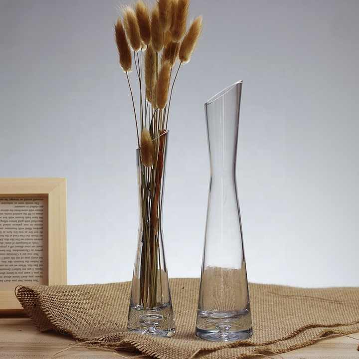 Wholesale 20cm Tall Decorative Transparent Vase Clear Cylinder Glass Flower Vases for Home Decoration